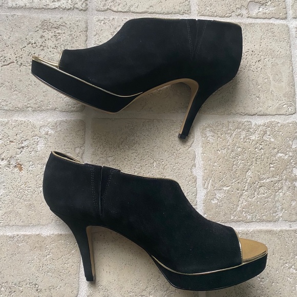 Karl Lagerfeld black and gold evening pumps size 10 - Picture 2 of 5